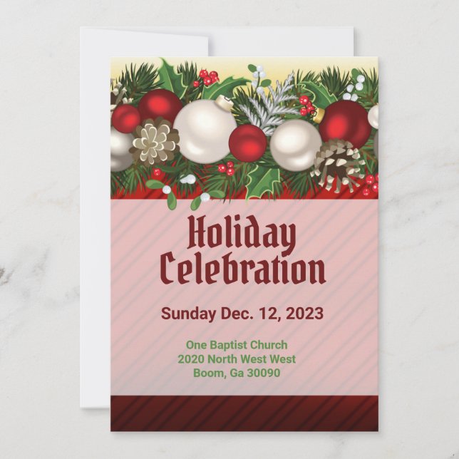 Holiday Celebrate Red Invitation (Front)