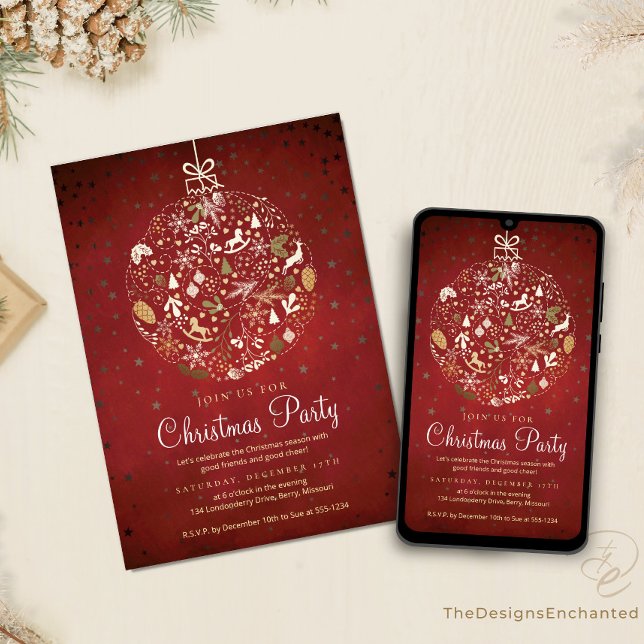 Holiday Celebration Christmas Party Invitation (Christmas Party Invitations, Holiday Celebration announcement Cards by TDE)