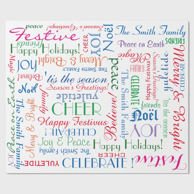 Holiday Celebration! Cool Custome NAME Wrapping Paper (Flat)