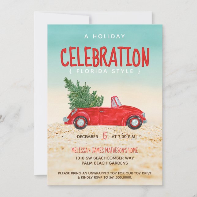 Holiday Celebration Florida Style Holiday Party Invitation (Front)