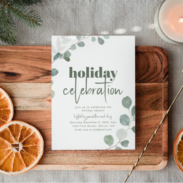 Holiday Celebration Party invitation with Greens (Creator Uploaded)
