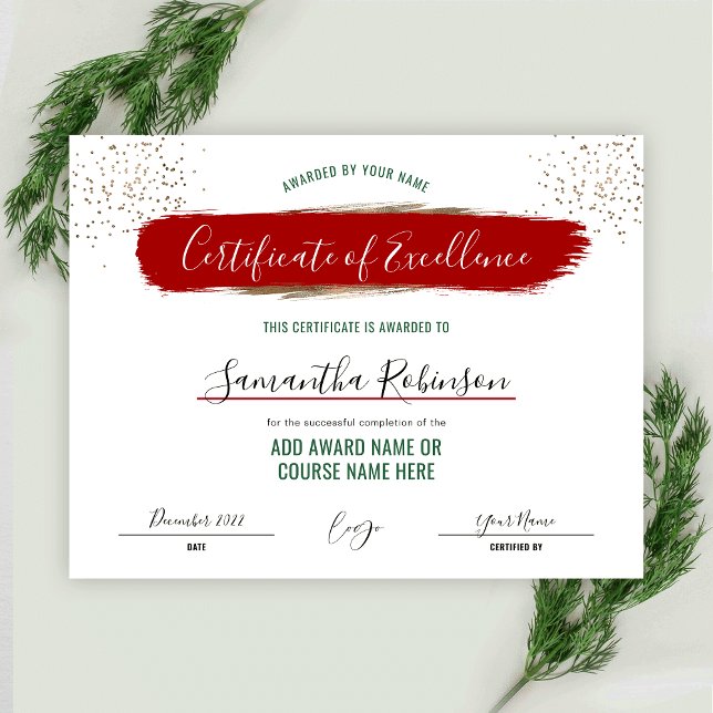 Holiday Certificate of Excellence Award Red Gold (Creator Uploaded)