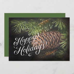 Holiday Chalk Drawn Pinecone and Pine Needles