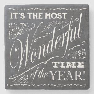 Holiday chalkboard art coaster