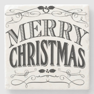 Holiday chalkboard art Merry Christmas coaster