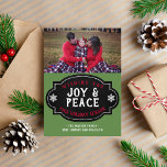 Holiday Chalkboard Banner Joy and Peace Family<br><div class="desc">Wish all of your friends and family happy holidays with this cute holiday card!  Featuring a family photo and a chalkboard look banner.  Please contact me if you would like help with customising the text or photo portion of this holiday card.</div>