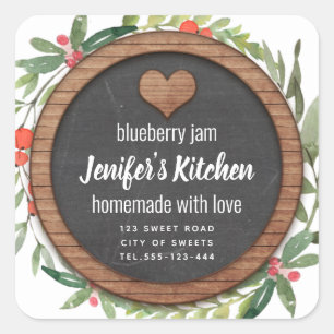 Holiday Chalkboard heart homemade jam  Square Sticker