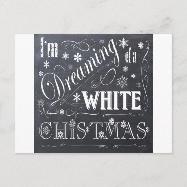 holiday  chalkboard  white Christmas Postcard (Front)