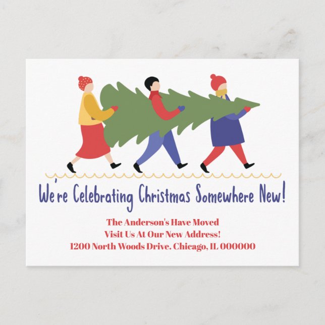 Holiday Change of Address New Home Address Announcement Postcard (Front)