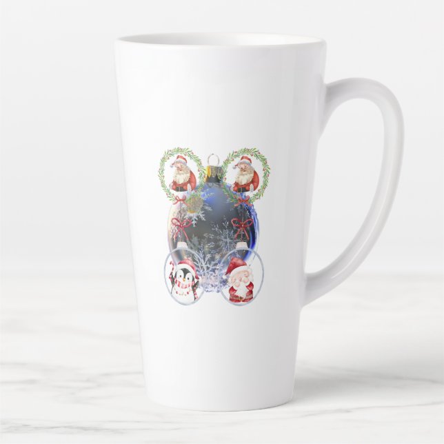 Holiday Characters on a Snowflake Ornament Latte Mug (Right)
