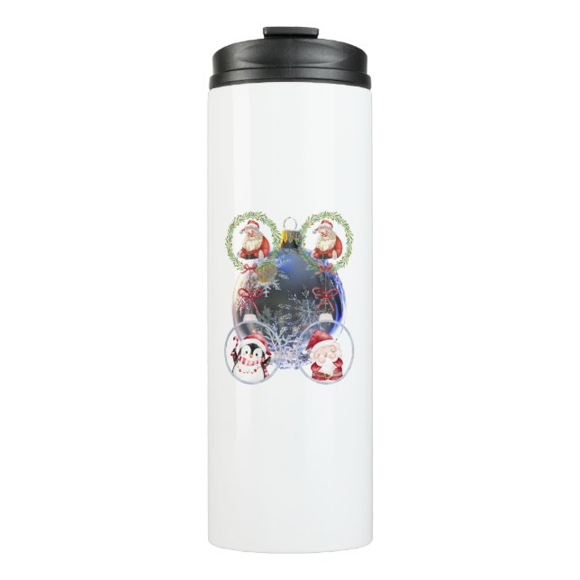 Holiday Characters on a Snowflake Ornament Thermal Tumbler (Front)