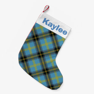 Holiday Charm Clan Bell Tartan Small Christmas Stocking