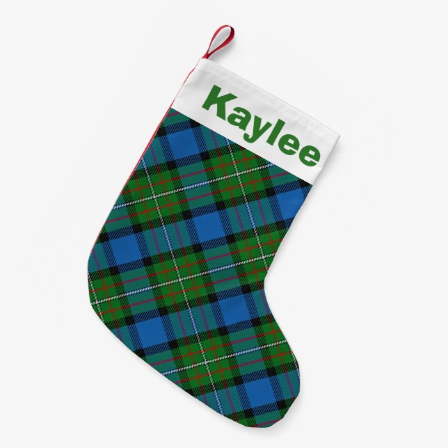 Holiday Charm Clan Fergusson Tartan Small Christmas Stocking (Front (Hanging))