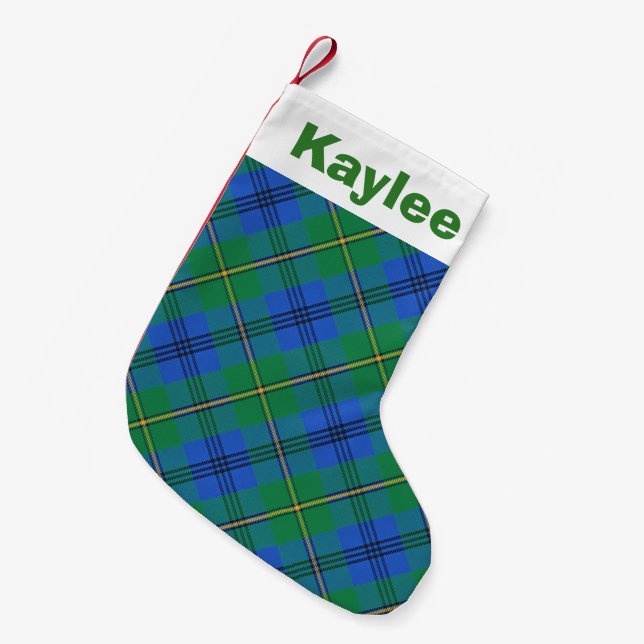 Holiday Charm Clan Johnstone Johnston Tartan Small Christmas Stocking (Front (Hanging))