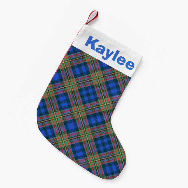 Holiday Charm Clan MacLellan Tartan Small Christmas Stocking (Front (Hanging))