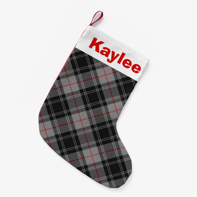 Holiday Charm Clan Moffat Tartan Small Christmas Stocking (Front (Hanging))