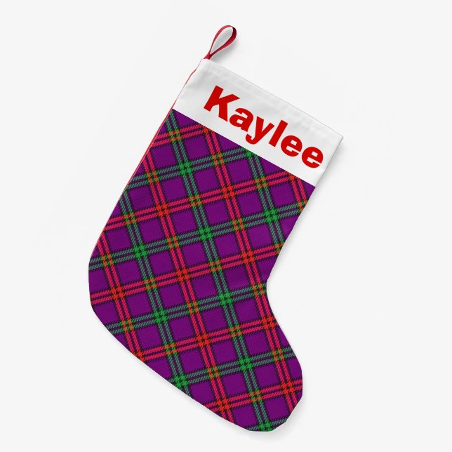Holiday Charm Clan Montgomery Tartan Small Christmas Stocking (Front (Hanging))