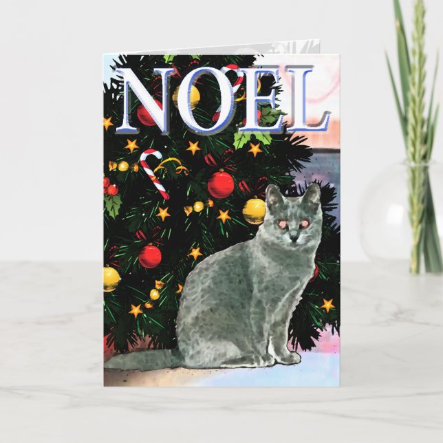 Holiday Chartreux Greeting Card (Front)