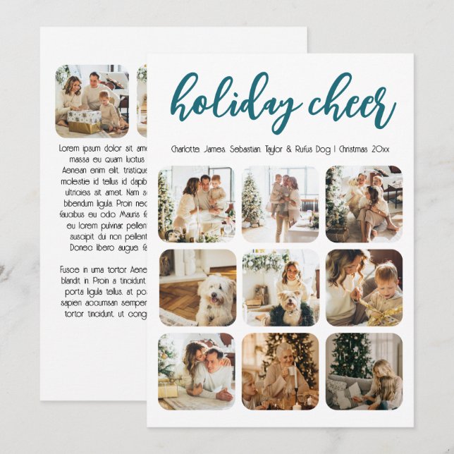 Holiday Cheer 12 Photo Christmas Personalised (Front/Back)