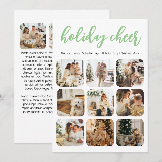 Holiday Cheer 12 Photo Christmas Personalised (Front/Back)