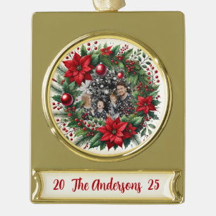 Holiday Cheer – A Family Christmas Keepsake Gold Plated Banner Ornament