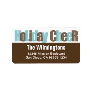 Holiday Cheer blue brown overlay return address Label