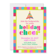 Holiday Cheer Bright Modern Rainbow Stripes Party 