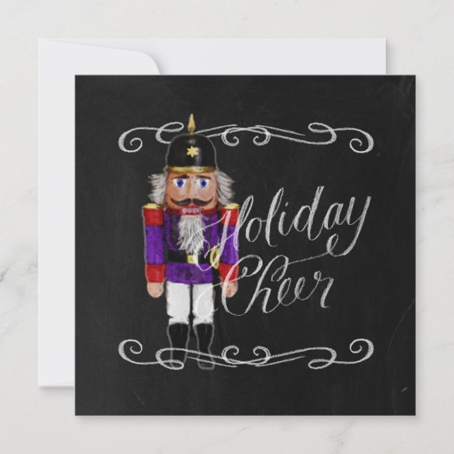 Holiday Cheer Chalkboard Purple and Red Nutcracker (Front)