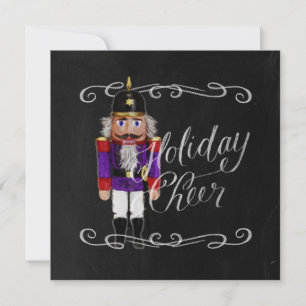 Holiday Cheer Chalkboard Purple and Red Nutcracker Card