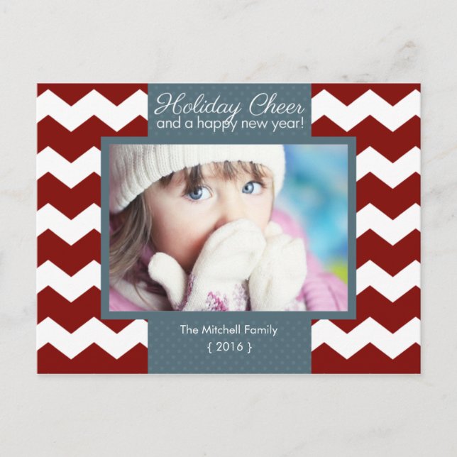 Holiday Cheer Chevron Photo Holiday (Front)
