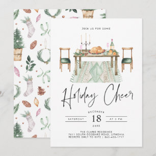 Holiday Cheer   Christmas Dinner Party Invitation