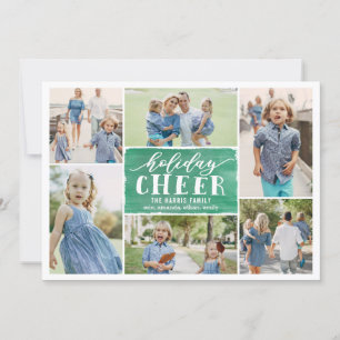 Holiday Cheer Collage Holiday Photo Card Green
