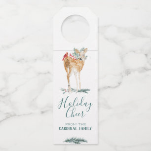 Holiday Cheer Doe & Cardinal Bottle Tag