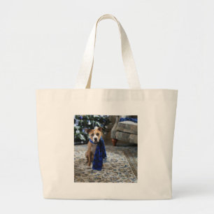 Holiday Cheer from Pit Bull Rescue Dog Large Tote Bag
