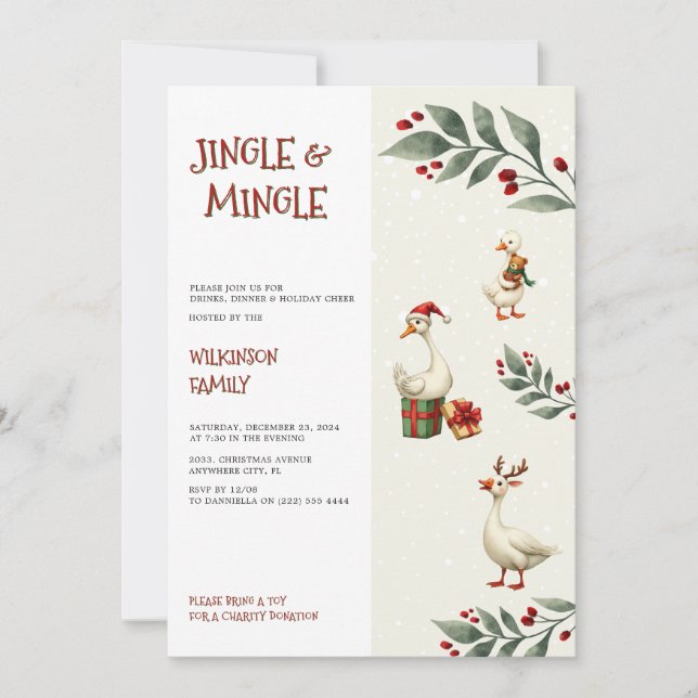  Holiday cheer Geese Jingle Mingle Party  Invitation (Front)