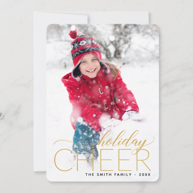 Holiday Cheer Gold Photo Card (Front)