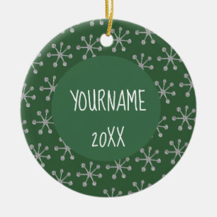 Holiday Cheer Hunter Green Snowflake Ceramic Tree Decoration