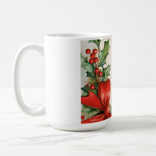 Holiday Cheer in Watercolor Coffee Mug (Left)