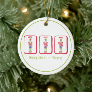 Holiday Cheer & Mahjong Custom / Preppy Nutcracker Ceramic Tree Decoration