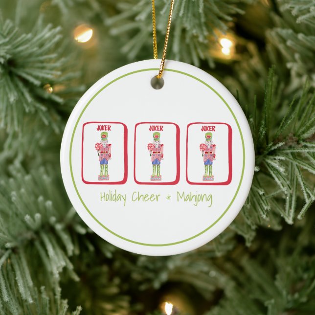 Holiday Cheer & Mahjong Custom / Preppy Nutcracker Ceramic Tree Decoration (Tree)