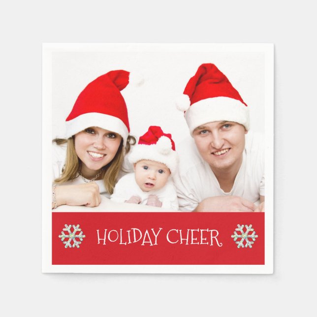 Holiday Cheer Modern Family Holiday Photo Napkins (Front)