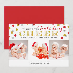 Holiday Cheer Modern Photo Collage Christmas Card