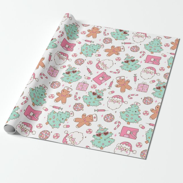 Holiday Cheer Nurse Edition Wrapping Paper (Unrolled)