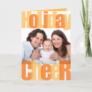 Holiday Cheer orange gold overlay Christmas photo Card
