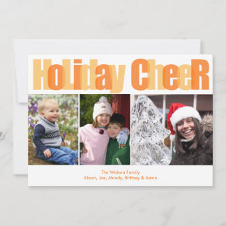 Holiday Cheer orange gold overlay Christmas photo Card