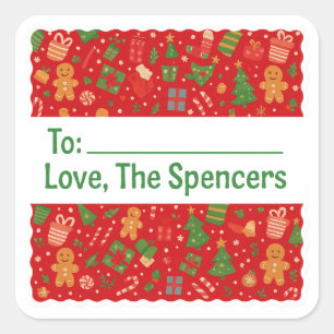 Holiday Cheer Personalized Christmas Square Sticker