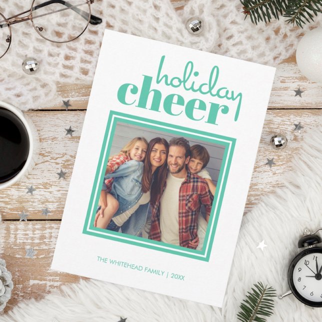 Holiday Cheer Photo Christmas Green Holiday Card (Creator Uploaded)