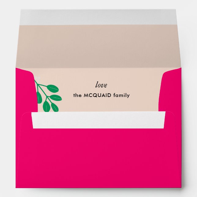 Holiday Cheer Pink Elegant Christmas  Envelope (Back (Bottom))