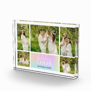 Holiday Cheer Pink Pastel Iridescent Photo Block