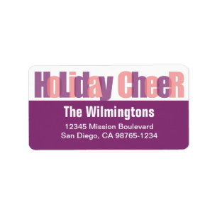 Holiday Cheer pink purple overlay return address Label